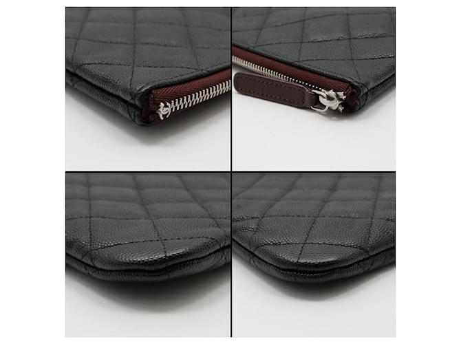 Chanel Clutch Black Caviar Argento Medium Nero - vista 8