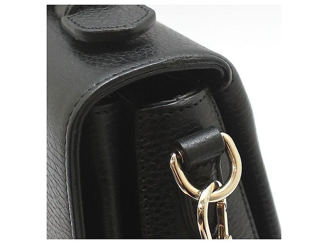 Gucci Bolsa de mão e de ombro com corrente e alça superior entrelazada em couro preto - vista 10
