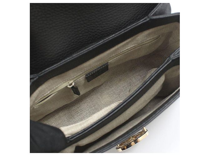 Gucci Bolsa de mão e de ombro com corrente e alça superior entrelazada em couro preto - vista 11