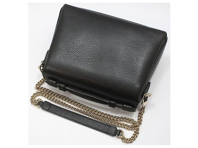 Gucci Bolsa de mão e de ombro com corrente e alça superior entrelazada em couro preto - vista 4