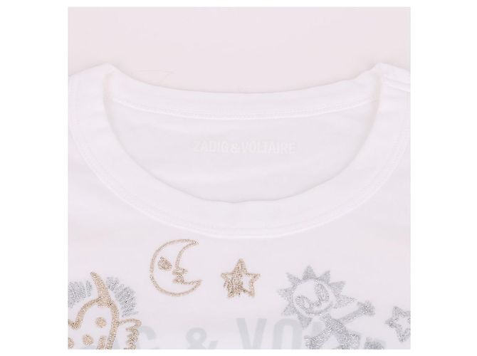 Zadig & Voltaire Camiseta branca com múltiplas estampas para mulher Branco - vista 7