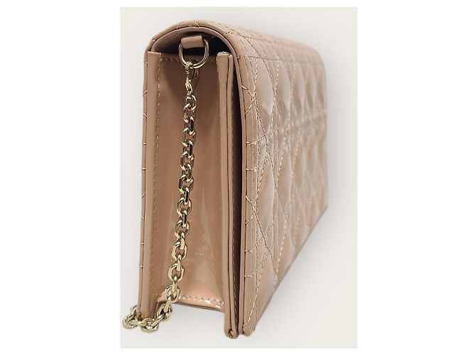 Dior Borsa a tracolla Lady Chain in vernice cannage beige Marrone - vista 2