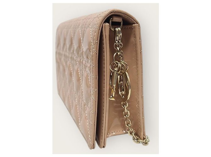 Dior Borsa a tracolla Lady Chain in vernice cannage beige Marrone - vista 3