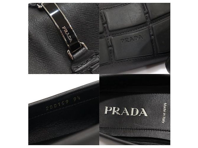 Prada Mocassini da guida da uomo in pelle Saffiano nera con scritte argentate Nero - vista 7