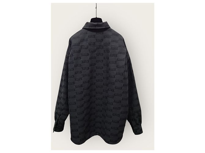 Balenciaga Gesteppte Jacke mit BB Logo Monogramm in Dunkelgrau und Schwarz Braun - Ansicht 4