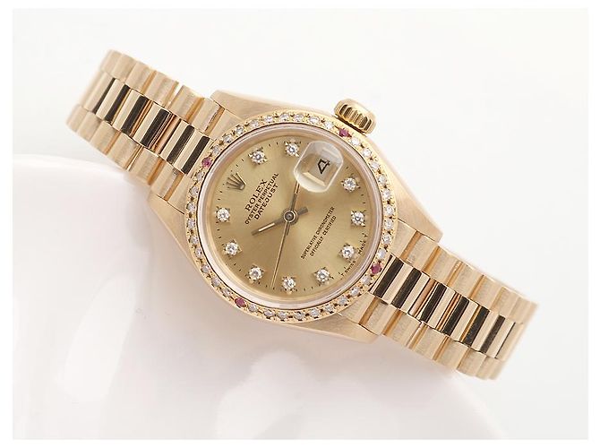 Rolex Datejust in oro da donna, quadrante originale con dieci diamanti D'oro - vista 10