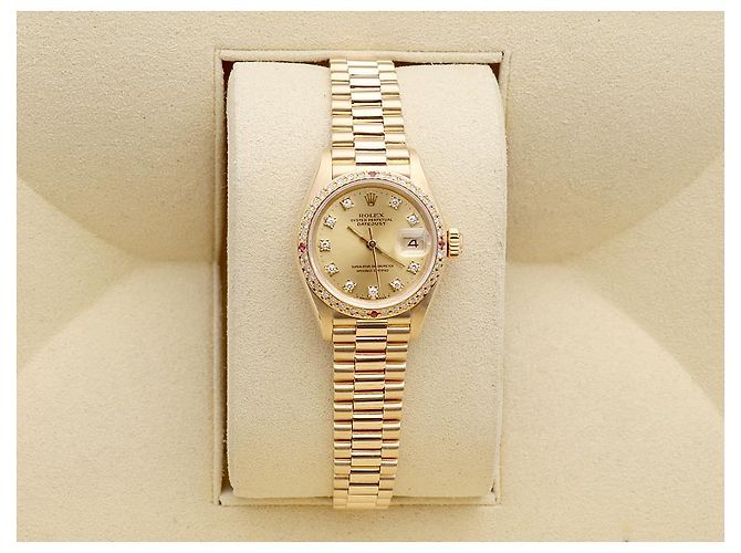 Rolex Datejust in oro da donna, quadrante originale con dieci diamanti D'oro - vista 16
