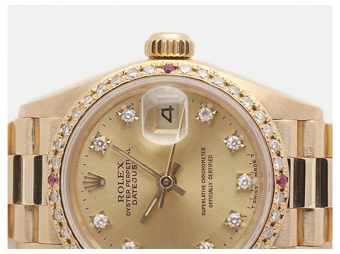 Rolex Datejust in oro da donna, quadrante originale con dieci diamanti D'oro - vista 7