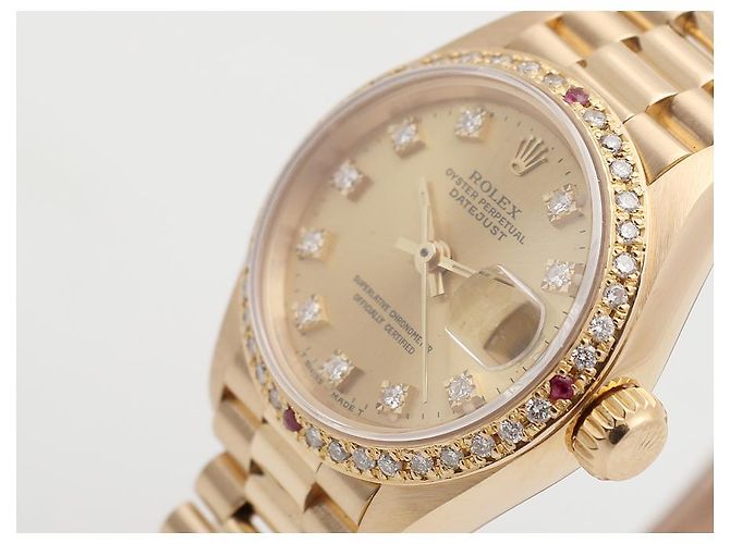 Rolex Datejust in oro da donna, quadrante originale con dieci diamanti D'oro - vista 8