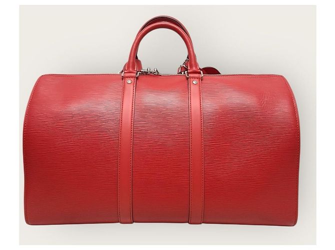 Louis Vuitton Keepall Epi Bandoulière con Logo Supreme Rosso - vista 5