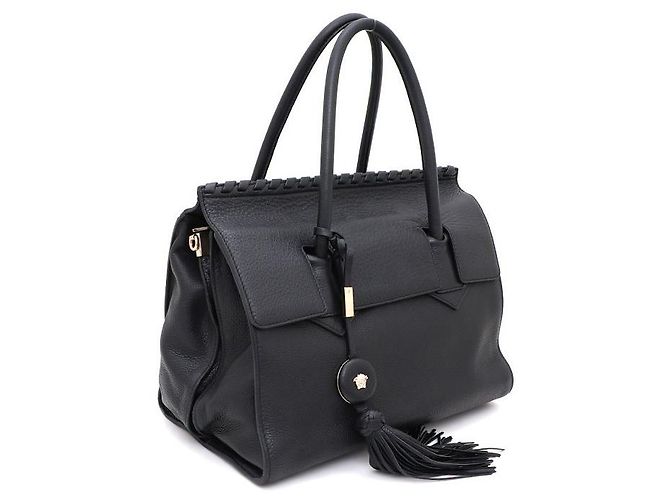 Versace Borsa satchel, borsa tote e borsa a tracolla con nappe intrecciate Nero - vista 2