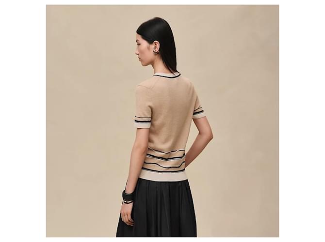 Hermès Kurzärmeliger Kaschmirpullover für Damen aus Strick Braun - Ansicht 3