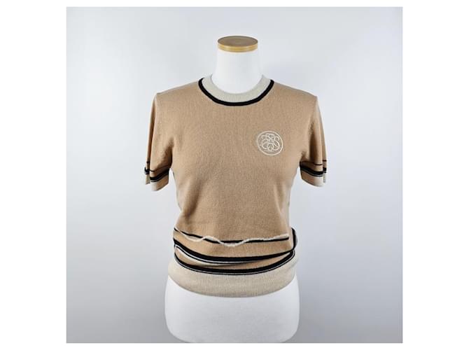 Hermès Kurzärmeliger Kaschmirpullover für Damen aus Strick Braun - Ansicht 4