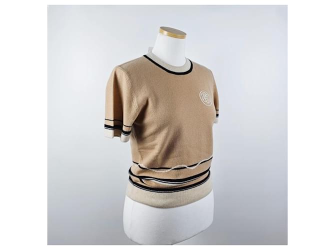Hermès Kurzärmeliger Kaschmirpullover für Damen aus Strick Braun - Ansicht 5