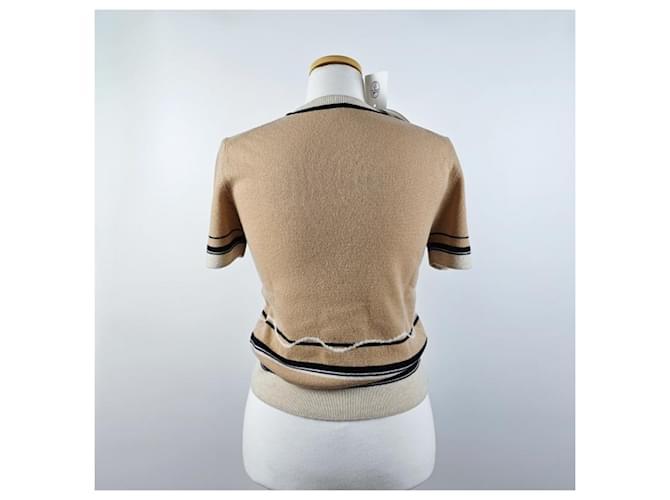 Hermès Kurzärmeliger Kaschmirpullover für Damen aus Strick Braun - Ansicht 6