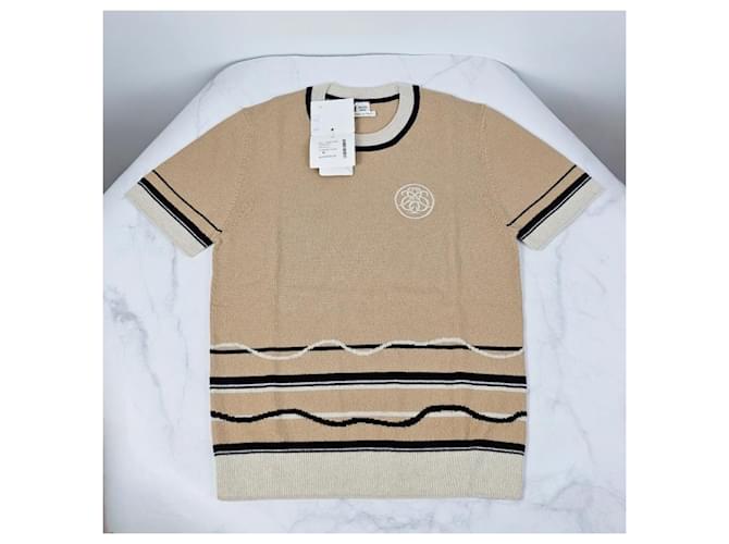 Hermès Kurzärmeliger Kaschmirpullover für Damen aus Strick Braun - Ansicht 7