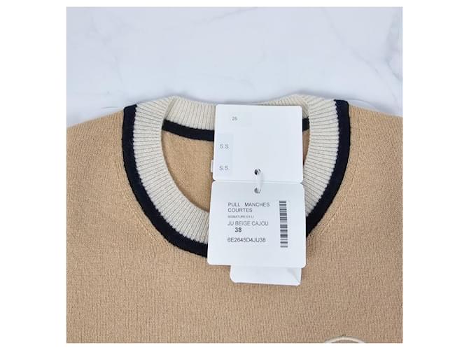 Hermès Kurzärmeliger Kaschmirpullover für Damen aus Strick Braun - Ansicht 8