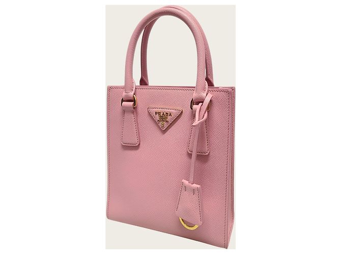 Prada Mini borsa a tracolla tote in Saffiano rosa petalo e oro - vista 2