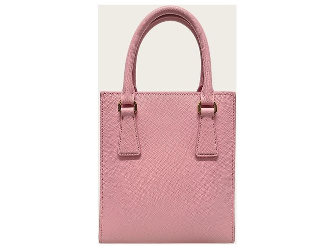 Prada Mini borsa a tracolla tote in Saffiano rosa petalo e oro - vista 5