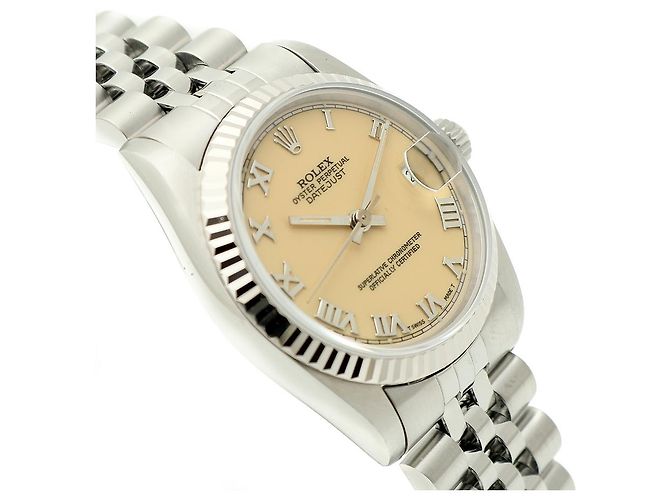 Rolex Relógio Datejust de aço para mulher com mostrador creme brilhante Branco - vista 13