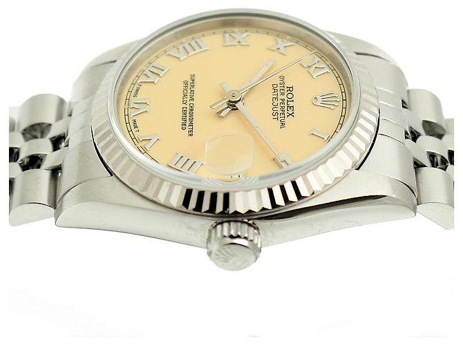 Rolex Relógio Datejust de aço para mulher com mostrador creme brilhante Branco - vista 14