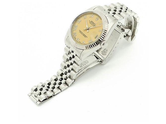 Rolex Relógio Datejust de aço para mulher com mostrador creme brilhante Branco - vista 16