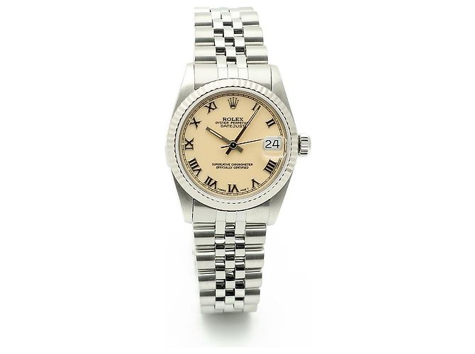 Rolex Relógio Datejust de aço para mulher com mostrador creme brilhante Branco - vista 18