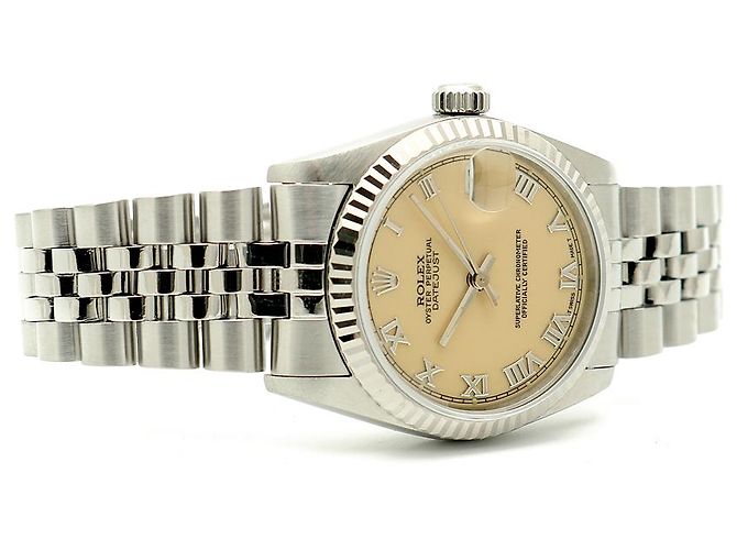 Rolex Relógio Datejust de aço para mulher com mostrador creme brilhante Branco - vista 21