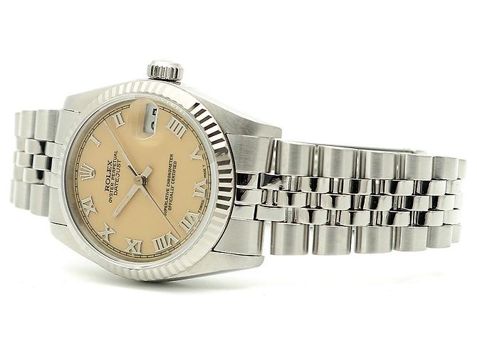 Rolex Relógio Datejust de aço para mulher com mostrador creme brilhante Branco - vista 22