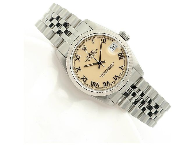 Rolex Relógio Datejust de aço para mulher com mostrador creme brilhante Branco - vista 23