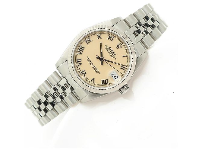 Rolex Relógio Datejust de aço para mulher com mostrador creme brilhante Branco - vista 24