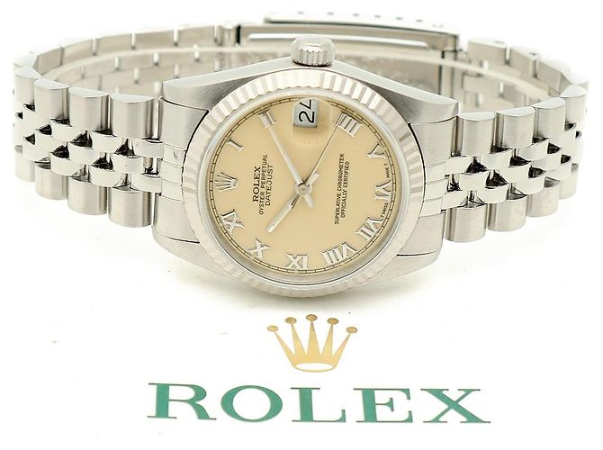Rolex Relógio Datejust de aço para mulher com mostrador creme brilhante Branco - vista 25