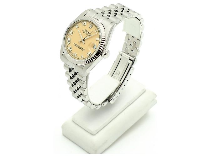 Rolex Relógio Datejust de aço para mulher com mostrador creme brilhante Branco - vista 6