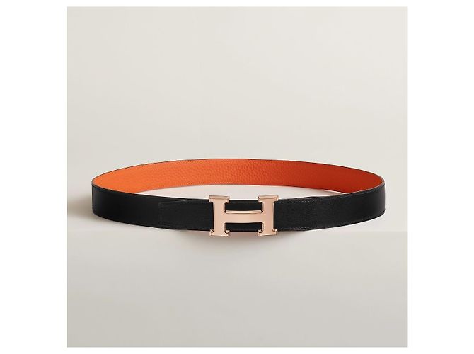 Hermès Cintura reversibile Nero/Arancio Oro Rosa - vista 9