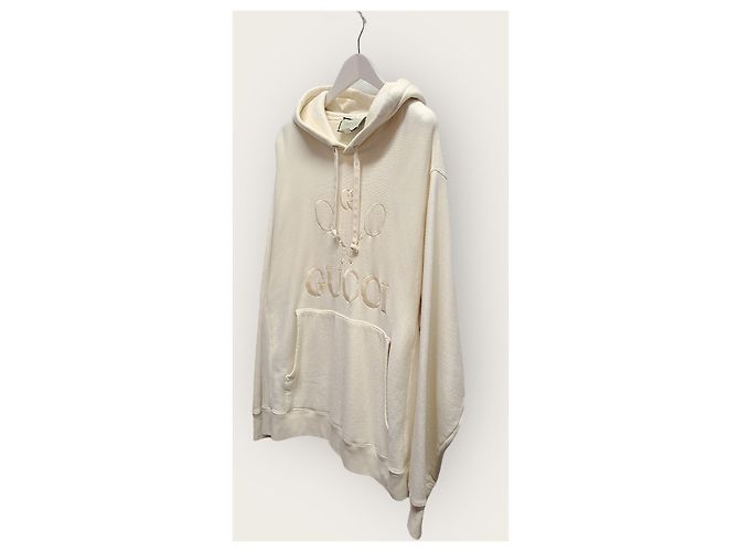 Gucci Ivory Tennis Logo Embroidered Hoodie Weiß - Ansicht 2