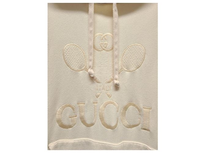 Gucci Ivory Tennis Logo Embroidered Hoodie Weiß - Ansicht 3