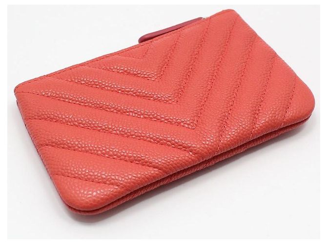 Chanel Pochette Classic Chevron Silver Coral Caviar - Non utilizzata Rosa - vista 3