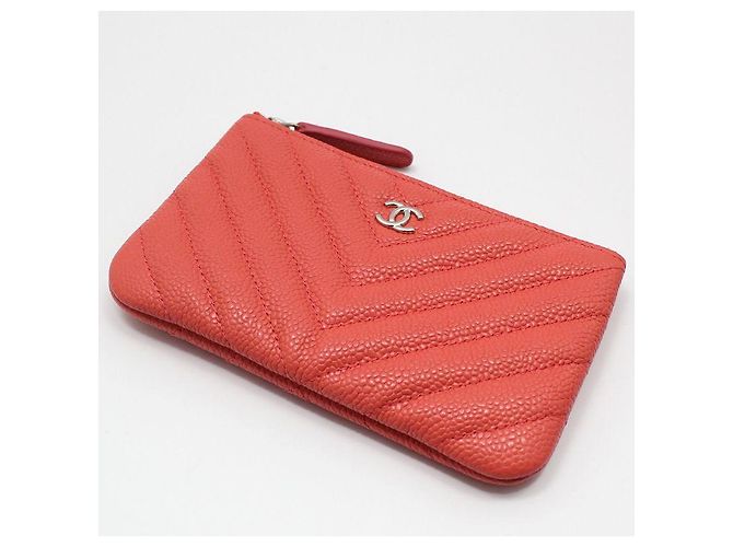 Chanel Pochette Classic Chevron Silver Coral Caviar - Non utilizzata Rosa - vista 4