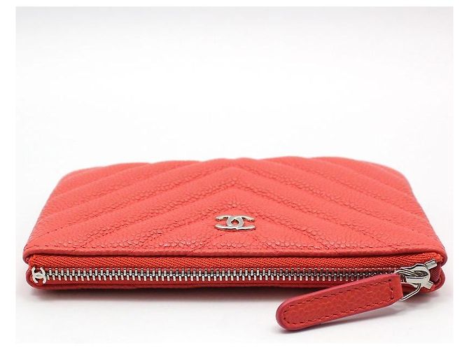 Chanel Pochette Classic Chevron Silver Coral Caviar - Non utilizzata Rosa - vista 5