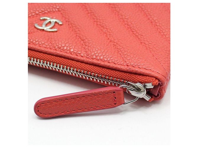 Chanel Pochette Classic Chevron Silver Coral Caviar - Non utilizzata Rosa - vista 6