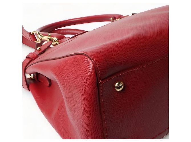Salvatore Ferragamo Bolso de Hombro Double Gancini Saffiano Batik Roja - vista 5