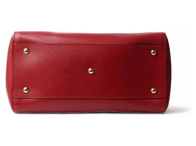 Salvatore Ferragamo Bolso de Hombro Double Gancini Saffiano Batik Roja - vista 6