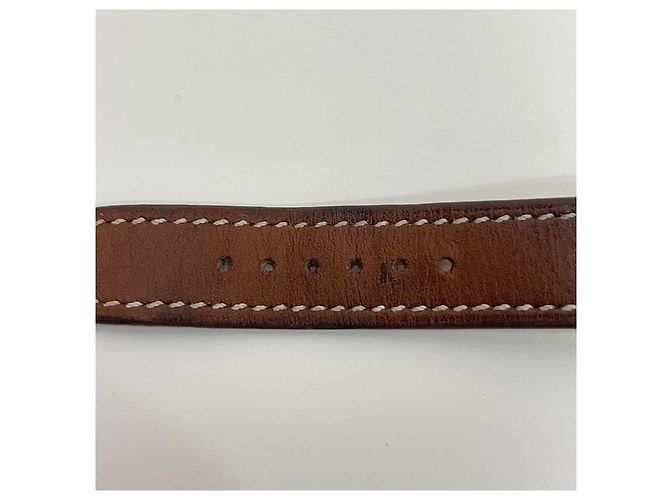 Hermès Relógio feminino de couro com banho de ouro e pulseira dupla Dourado - vista 8