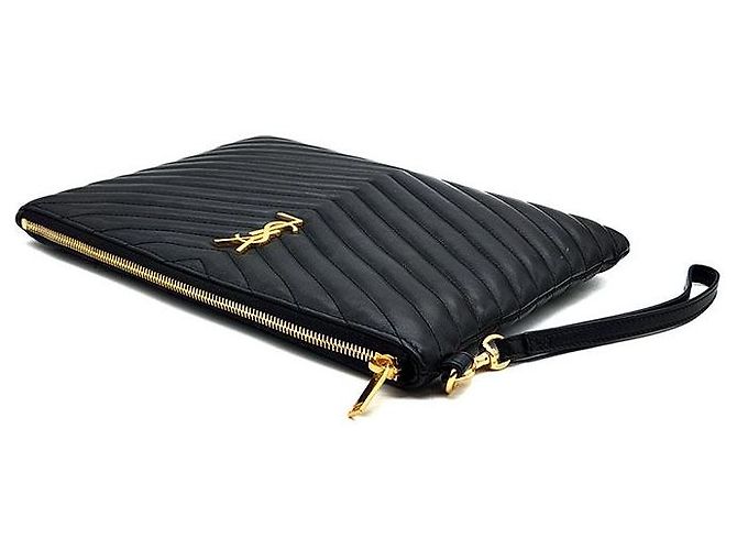 Saint Laurent Clutch Monogram New Medium Negro - vista 3