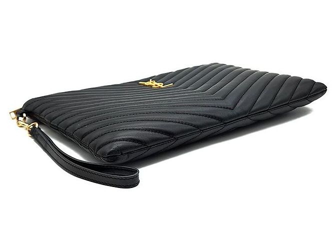 Saint Laurent Clutch Monogram New Medium Negro - vista 4