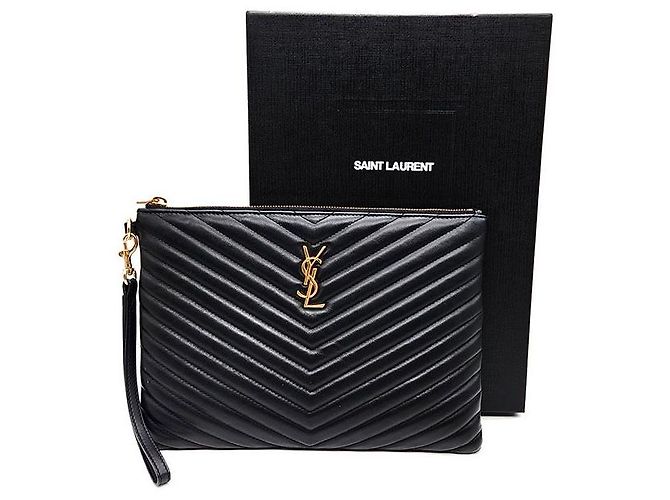 Saint Laurent Clutch Monogram New Medium Negro - vista 7