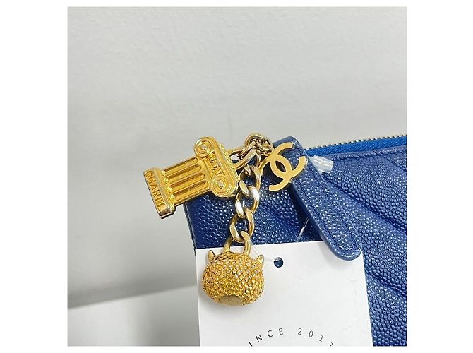 Chanel Caviar Chevron New Medium Clutch Blau - Ansicht 8