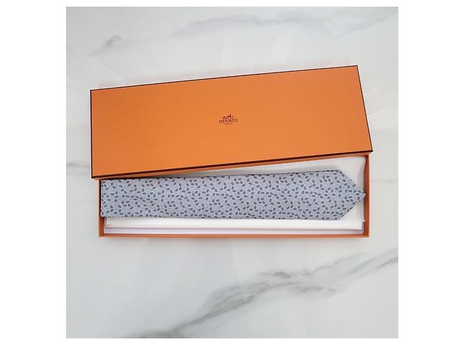 Hermès Cravatta in seta Petits Maillons Marrone - vista 10