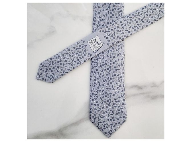 Hermès Cravatta in seta Petits Maillons Marrone - vista 6