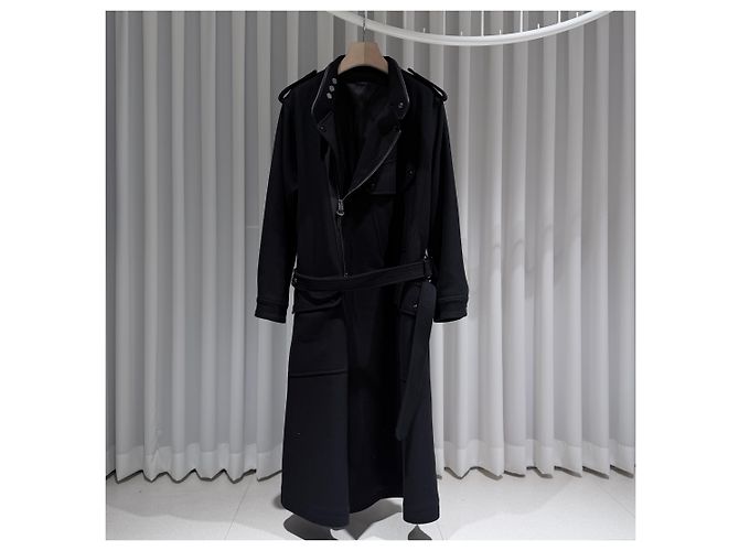 Tom Ford Double-breasted Leather Long Black Coat - view 2